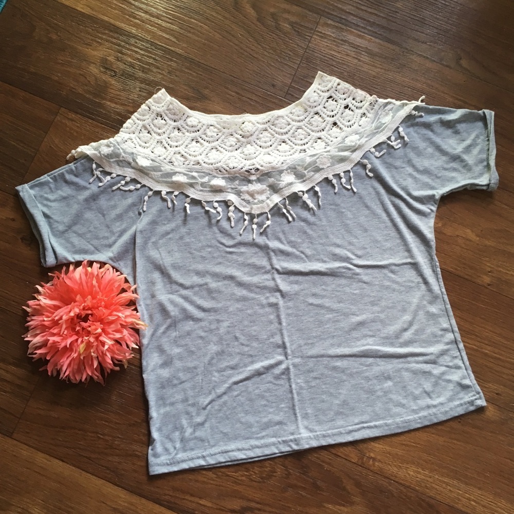 Lacey top part (t-shirt material) on bottom